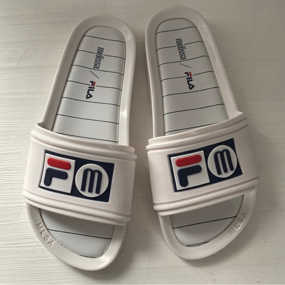 Melissa Shoes - Fila + Melissa white women’s slide sandals